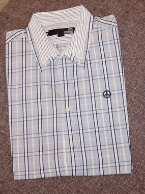 Love Moschino Plaid Shirt Peace Sign Embroidery XL